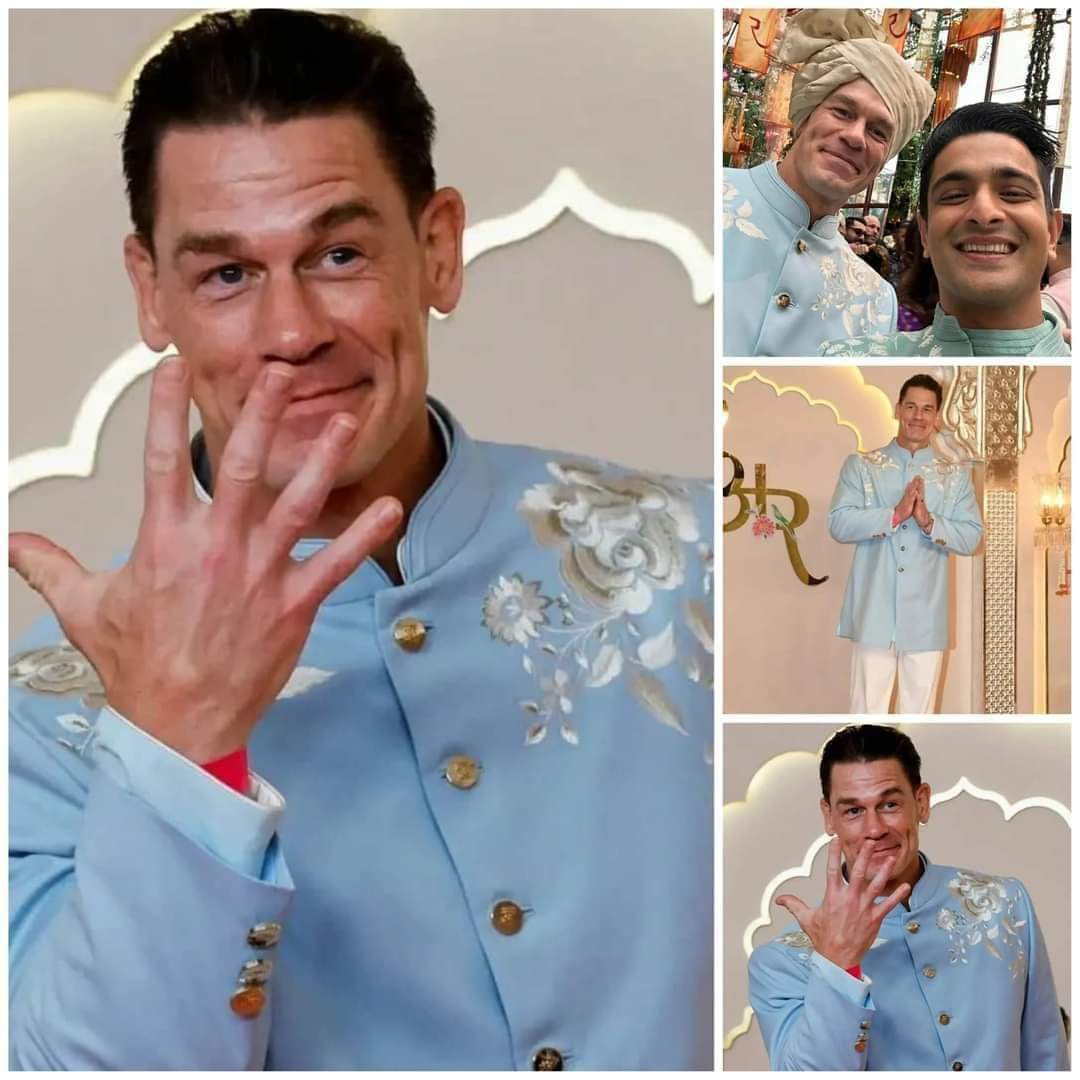 अनंत अम्बानी की शादी में देशी अंदाज में नजर आये John Cena, दिखाया ऐसा लुक।